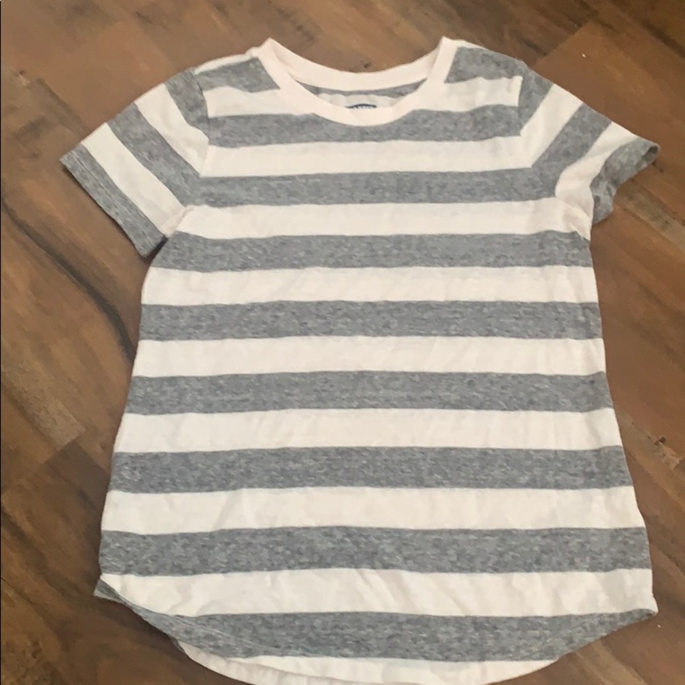 Grey & White Striped Tee